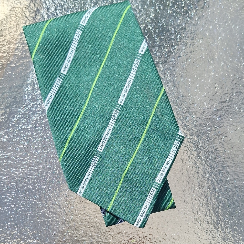 Vintage Macaseta Twinzine Green Striped Men's Club Tie